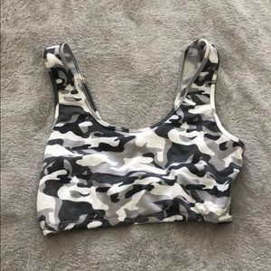 Gray camo crop top